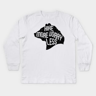 hike more worry less Kids Long Sleeve T-Shirt